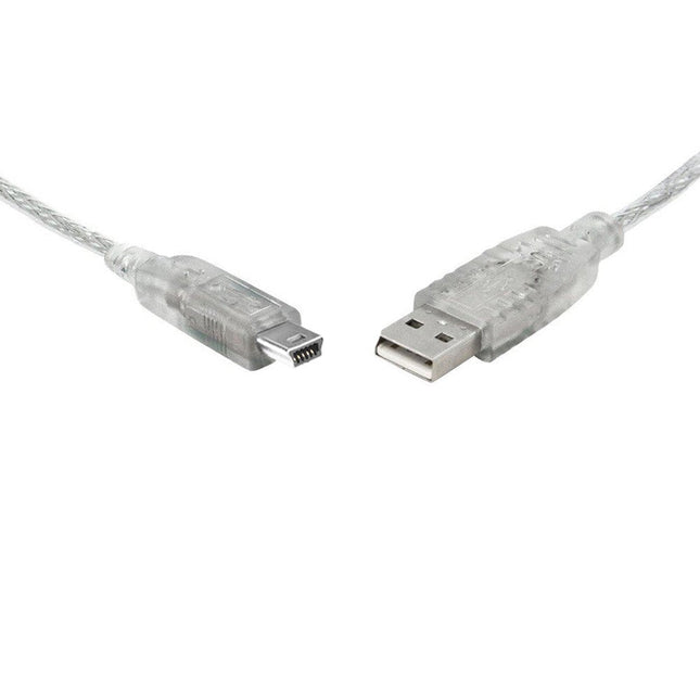 8Ware USB 2.0 Cable 3m A to B 5 - pin Mini Transparent Metal Sheath UL Approved - CCTV Guru