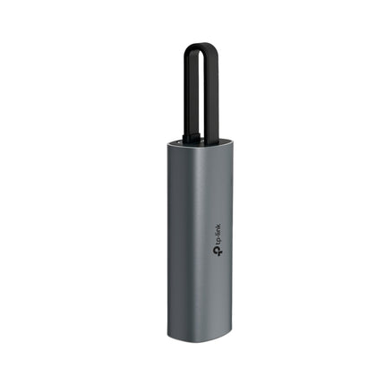 TP-Link UE302C adapter showing the 2.5GbE network interface for high-speed online gaming and 4K video streaming.