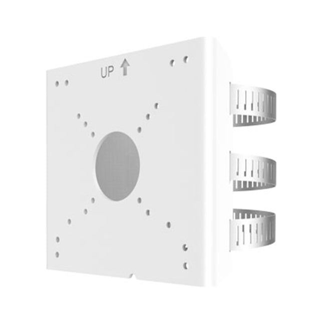 Close-up view of universal mounting screw hole pattern and central cable entry cutout on Uniarch TR-UP06-C-IN.