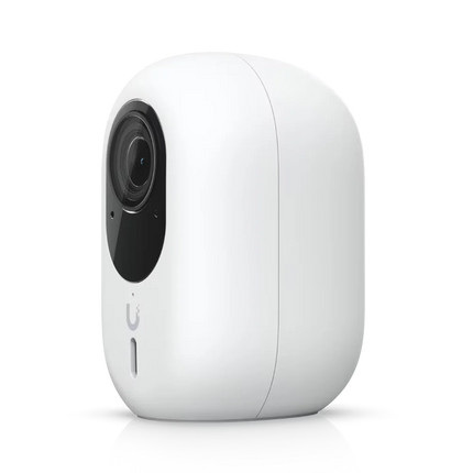 UniFi G6 Instant 4K WiFi camera on a shelf with two-way audio — easy plug-and-play home security