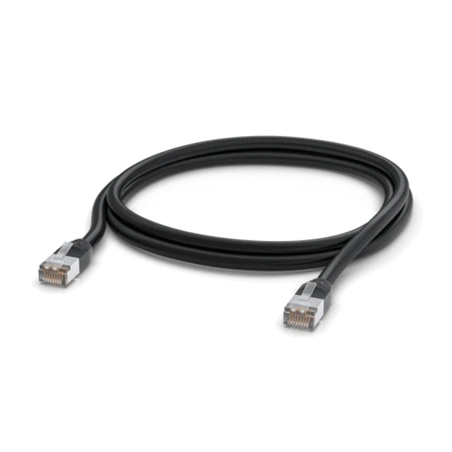 Ubiquiti UniFi 2-meter outdoor all-weather Cat5e RJ45 ethernet patch cable in black.