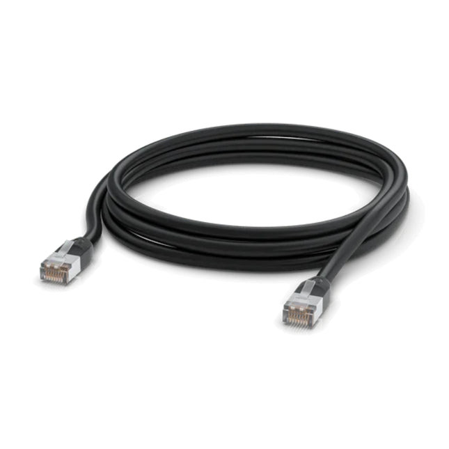 Ubiquiti UniFi 3-meter outdoor all-weather Cat5e RJ45 ethernet patch cable in black.