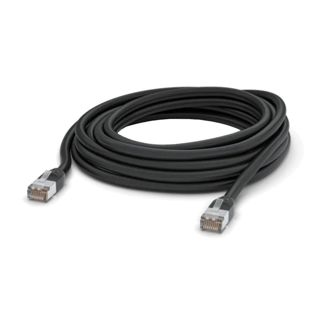Ubiquiti UniFi 8-meter outdoor all-weather Cat5e RJ45 ethernet patch cable in black.