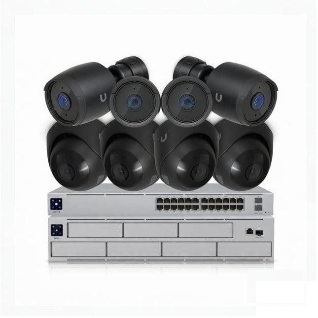 UniFi Protect 4K Black CCTV kit with UNVR Pro and PoE switch