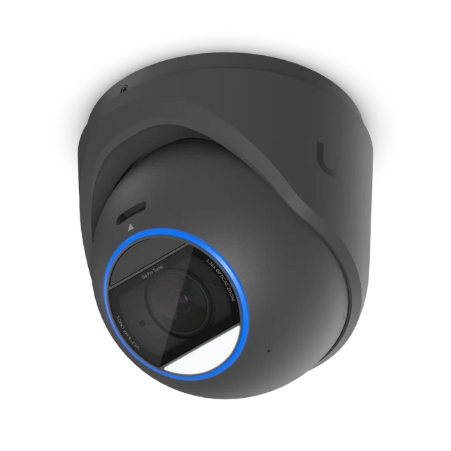 UniFi Protect G6 Pro Turret UVC-G6-Pro-Turret-B black 4K 8MP PoE+ AI camera with 2.36x optical zoom, front view