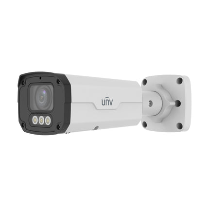 Uniview IPC2328SB-ADZKM-DL-I1 8MP 4K Dual-Light motorized varifocal bullet network camera in white.