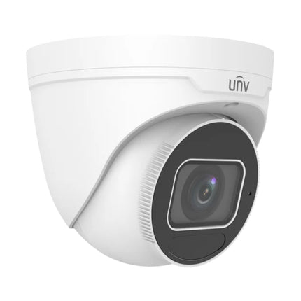 Close-up of the 2.7-13.5mm motorized zoom lens and 40m smart IR LEDs on the Uniview IPC3635SB-ADZK-I0.