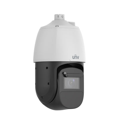 Side profile of the Uniview IPC6828EL-X42-W-VH1 weather-resistant IP66 outdoor speed dome camera.