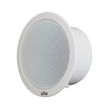 Uniview IPS301015-S 15W PoE indoor IP ceiling speaker in white metal housing.