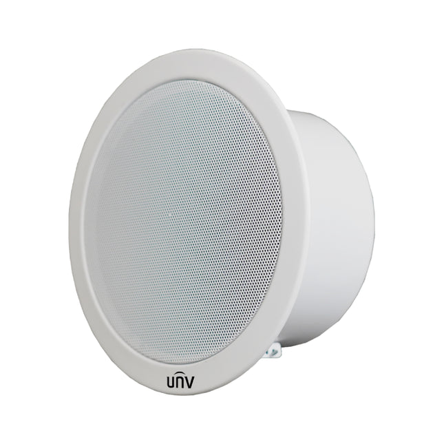 Uniview IPS301015-S 15W PoE indoor IP ceiling speaker in white metal housing.