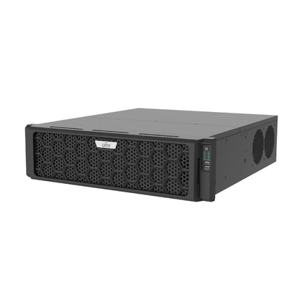 Uniview NVR516-128E-R 128-channel 16-bay hot-swappable enterprise 4K network video recorder front panel.