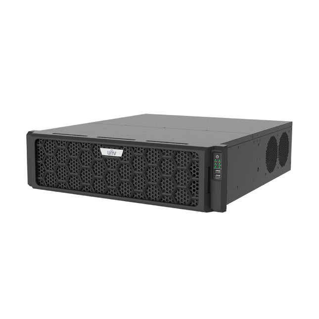 Uniview NVR516-128E-R 128-channel 16-bay hot-swappable enterprise 4K network video recorder front panel.