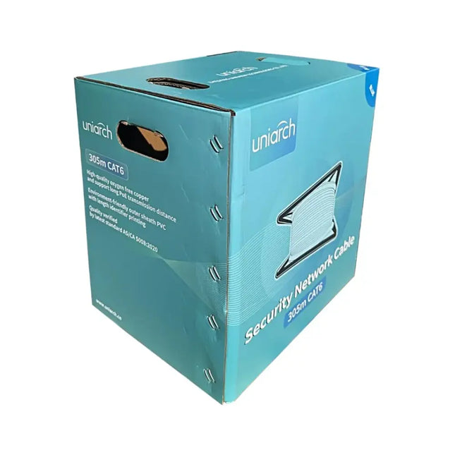 Uniview Uniarch CAT6 network cable box for CCTV security camera and PoE power over ethernet installations.