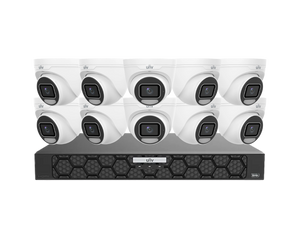Uniview UNV CCTV kit with 10× 8MP OwlView Plus turret cameras and 16-channel AI PoE NVR