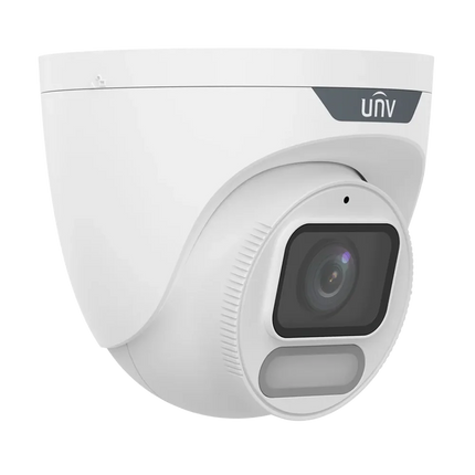 Uniview UNV IPC3624LE-ADF28K-WP 4MP OwlView ColorHunter turret camera side profile with warm-light LEDs