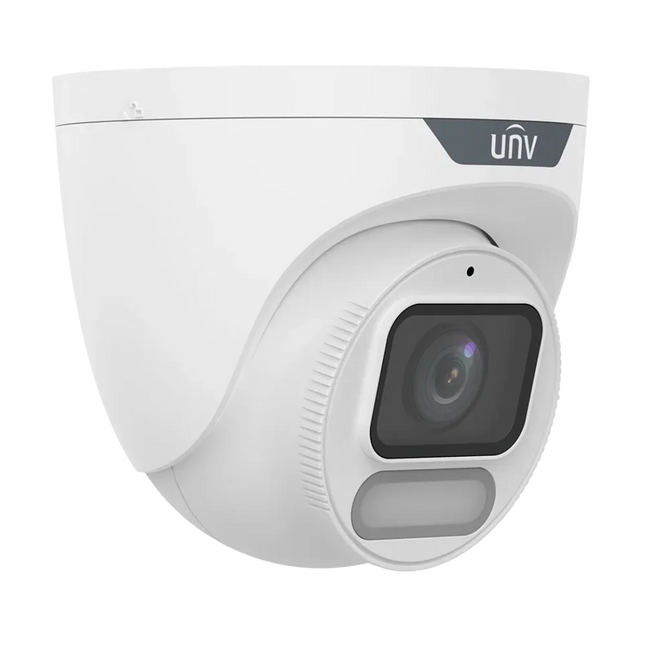 Uniview UNV IPC3624LE-ADF28K-WP 4MP OwlView ColorHunter turret camera side profile with warm-light LEDs