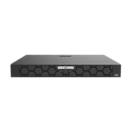 Front view of Uniview UNV NVR502-16B-P16-IQ 16-channel PoE NVR with 4K HDMI output