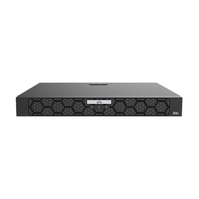 Front view of Uniview UNV NVR502-16B-P16-IQ 16-channel PoE NVR with 4K HDMI output
