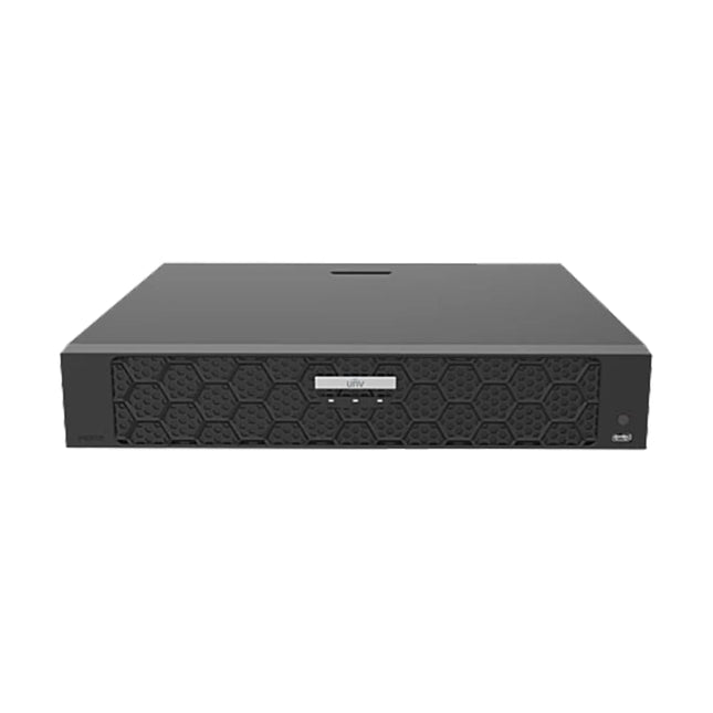 Uniview UNV NVR504-32B-P16-IQ 32-channel PoE NVR front view with HDMI and USB ports