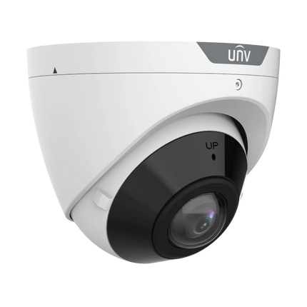 UNV 8MP 4K Wide Angle 180 Degree Field of View Security Camera IPC3608SB featuring Smart Intrusion Prevention and Built-in Mic.