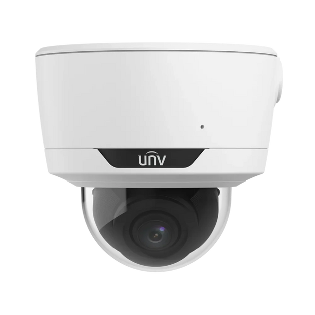 UNV 5MP LightHunter IR Motorized Varifocal Dome Camera (IPC3735SS-ADZK-I1) featuring 5x zoom and IK10 vandal resistance.