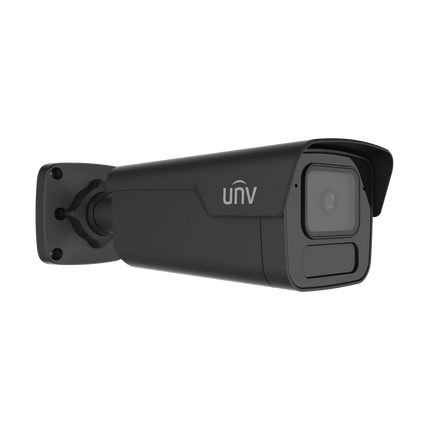 UNV 6MP LightHunter IR Fixed Bullet Camera in Black (IPC2B16SS-ADF28K-I1-BK) featuring 130dB True WDR and IP67 rating.
