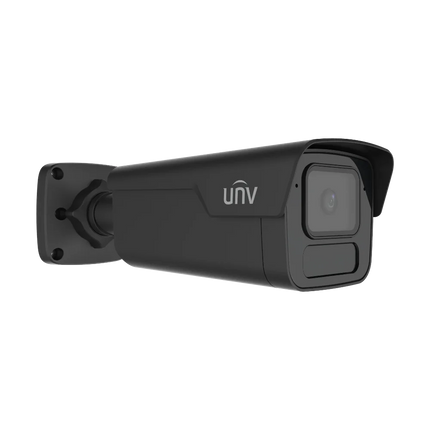 UNV 8MP (4K) LightHunter IR Fixed Black Bullet Camera (IPC2B18SS-ADF28K-I1) featuring 80m Smart IR and professional outdoor housing.