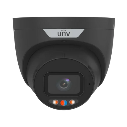 UNV 6MP Black Fixed Eyeball Camera featuring Smart Intrusion Prevention and Built-in Speaker