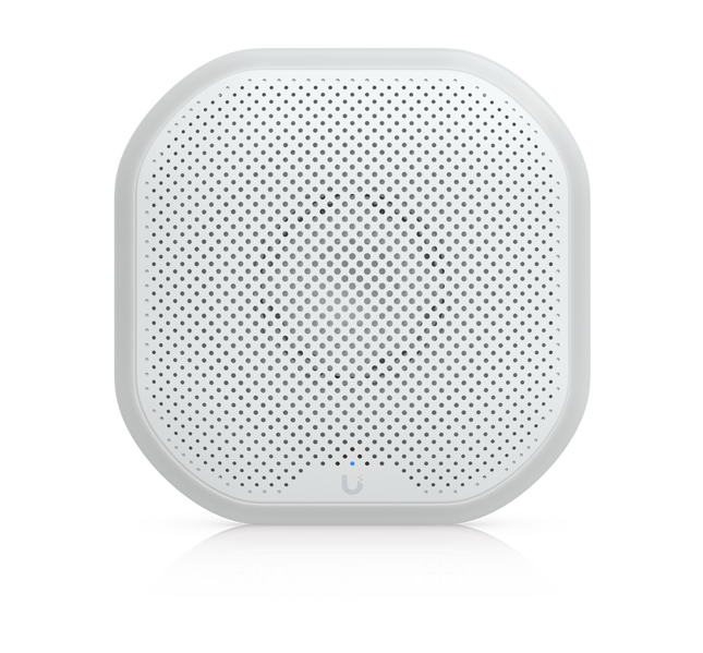 Ubiquiti UP-Siren-PoE front view showing speaker grille and LED light ring
