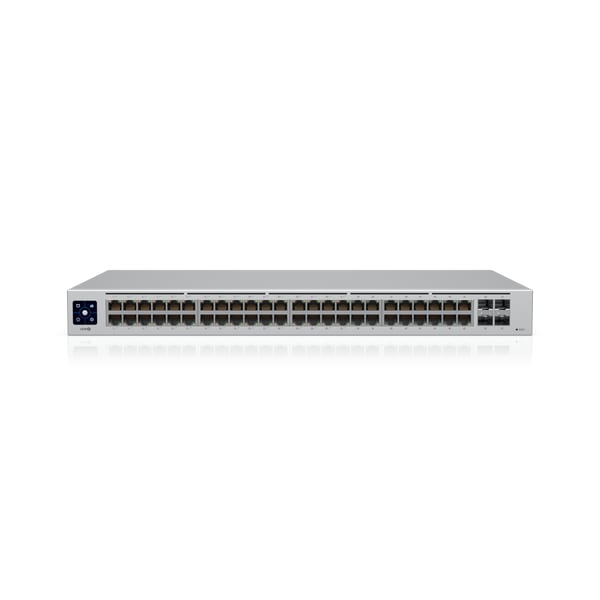 Ubiquiti UniFi 48 port Managed Gigabit Layer2 & Layer3 switch - 48x Gigabit Ethernet Ports w/ 32x 802.3at POE+, 4x SFP Port Touch Display 210W - CCTV Guru