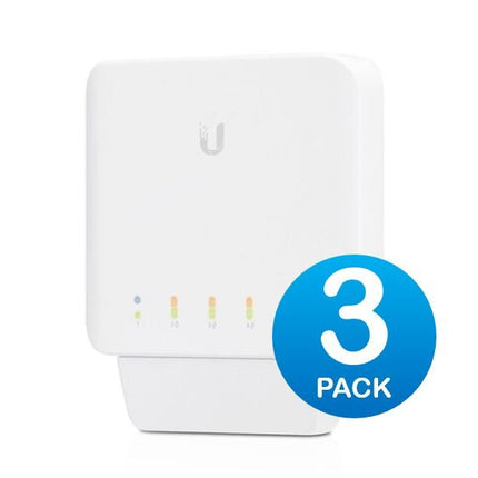 Ubiquiti USW Flex 3 Pack - Managed, Layer 2 Gigabit switch with auto - sensing 802.3af PoE support. 1x PoE In, 4x PoE Out - CCTV Guru