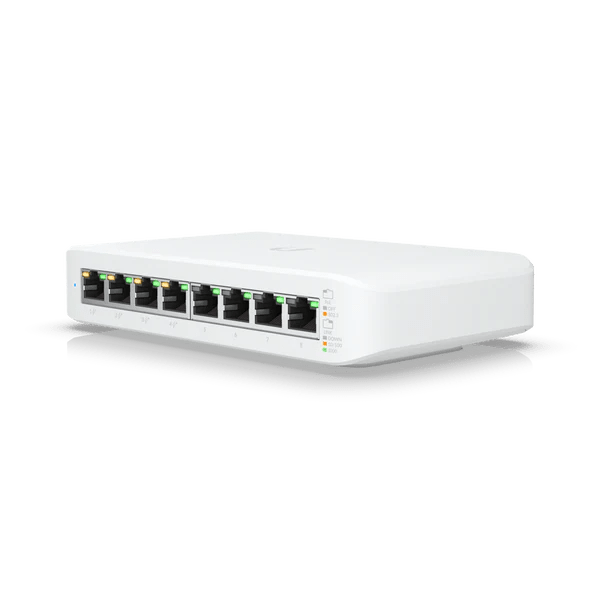 Ubiquiti UniFi Switch Lite 8 PoE, 4x PoE Output Ports, 52W PoE Supply, Fanless, Wall Mount Kit Included - CCTV Guru