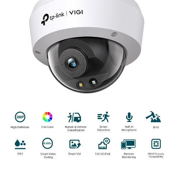 TP - Link VIGI 3MP Full - Color Dome Network Camera - VIGI C230(2.8MM) - CCTV Guru