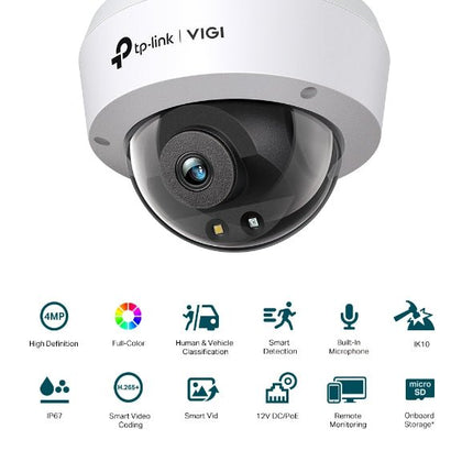 TP - Link VIGI 4MP Full - Colour Dome Network Camera - VIGI C240(2.8mm) - CCTV Guru