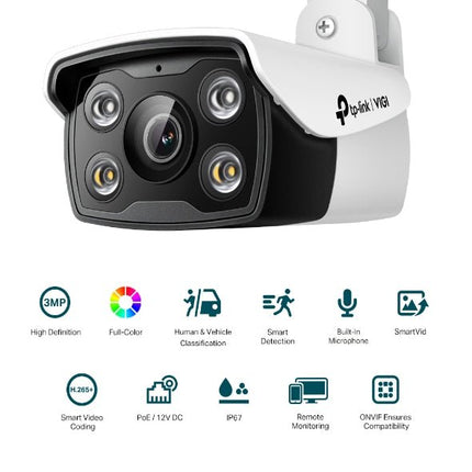TP - Link VIGI 3MP Outdoor Full - Color Bullet Network Camera - VIGI C330(2.8MM) - CCTV Guru