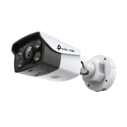 TP-Link VIGI C340 bullet security camera demonstrating 24h full-colour night vision capabilities using its integrated large-aperture lens and warm spotlights.
