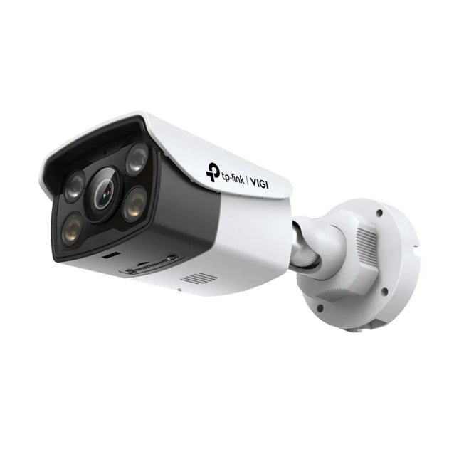 TP-Link VIGI C340 bullet security camera demonstrating 24h full-colour night vision capabilities using its integrated large-aperture lens and warm spotlights.