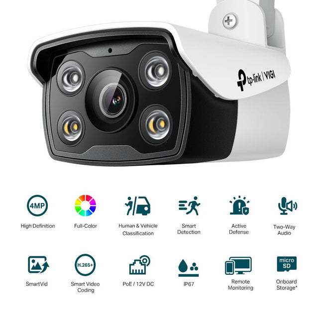 TP - Link VIGI 4MP C340(2.8mm) Outdoor Full - Colour Bullet Network Camera, 2.8mm Lens, Smart Detection, 2YW (LD) - CCTV Guru