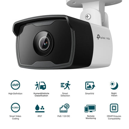 TP - Link VIGI 4MP C340I(4mm) Outdoor IR Bullet Network Camera, 4mm Lens, Smart Detection, 2YW (LD) - CCTV Guru