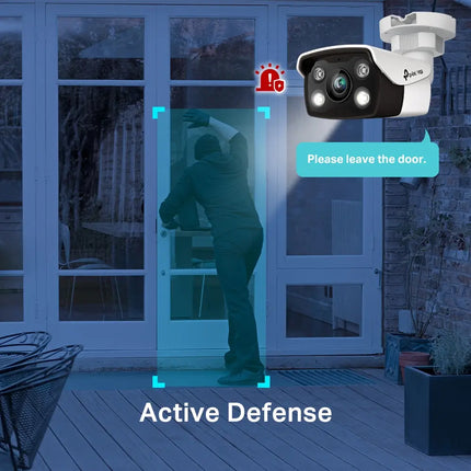 TP-Link VIGI C350 outdoor bullet network camera mounted on a brick wall, demonstrating its weatherproof design for Australian properties.