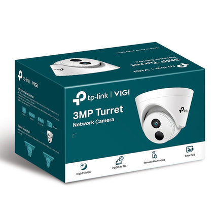 TP - Link VIGI C400HP - 2.8 3MP Turret Network Camera, 2.8mm Lens, Smart Detection, Smart IR, WDR, 3D NDR, Night Vision, H.265+, PoE/12V DC - CCTV Guru