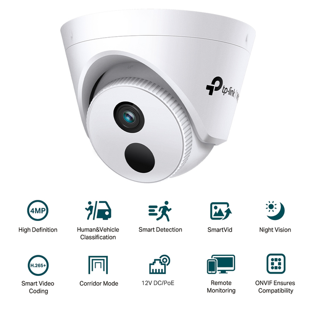 VIGI C440I 4MP turret security camera with infrared night vision.