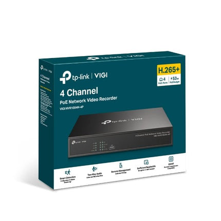 TP - Link VIGI 4 Channel PoE+ Network Video Recorder - VIGI NVR1004H - 4P - CCTV Guru