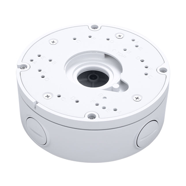 Vivotek AM-71H heavy-duty outdoor junction box bracket in commercial white finish.