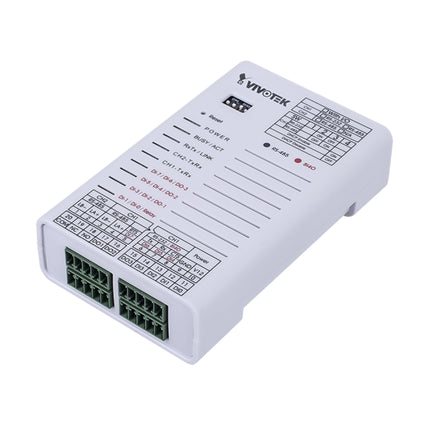 VIVOTEK AO-20W Wiegand converter showing terminal blocks and LED status indicators.