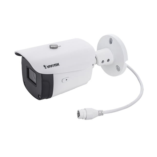 VIVOTEK IB9388-HT 5MP outdoor motorised zoom bullet network security camera front view showing lens and infrared IR LEDs