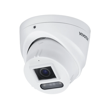 Vivotek VIT04A-W 4MP Outdoor Turret Camera with Chroma24 AI full-color night vision and 30m dual illuminators.