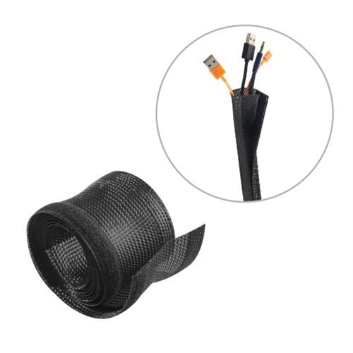 Brateck Flexible Cable Wrap Sleeve with Hook and Loop Fastener (135mm/5.3' Width) Material Polyester Dimensions 1000x135mm - Black - CCTV Guru