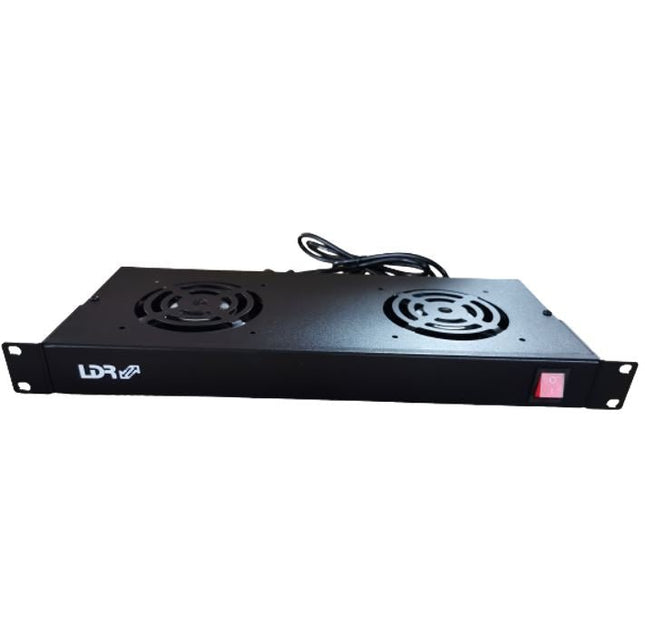 LDR 2 Way Rackmountable Fan Kit with power switch - 2x Fans - 1U Size - Black Metal Construction - CCTV Guru
