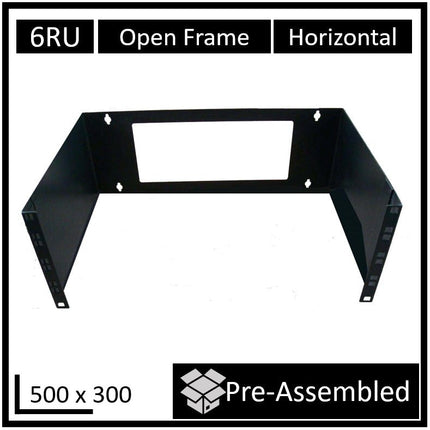 LDR Open Frame 6U Wall Mount Frame (500mm x 300mm) - Black Metal Construction - CCTV Guru